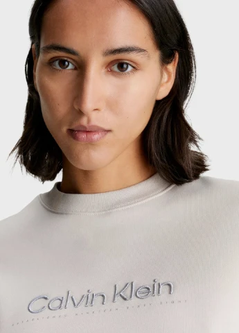 Айворі світшот Calvin Klein однотонний вишивка (343745164)