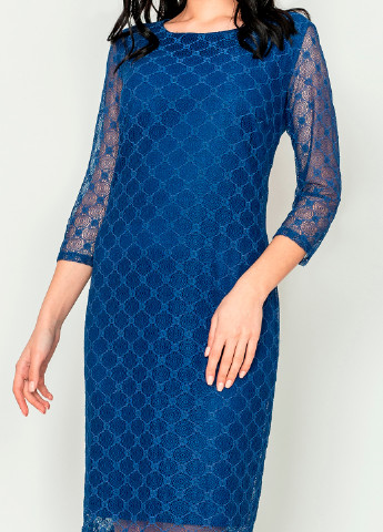 Синее коктейльное платье Seam с геометрическим узором