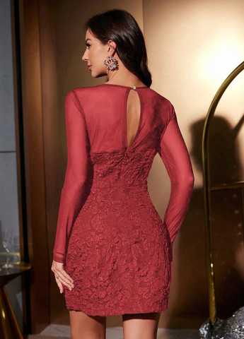 Темно-червона святковий сукня SHEIN однотонна