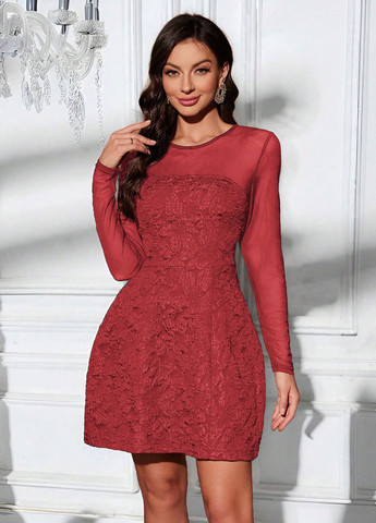 Темно-червона святковий сукня SHEIN однотонна