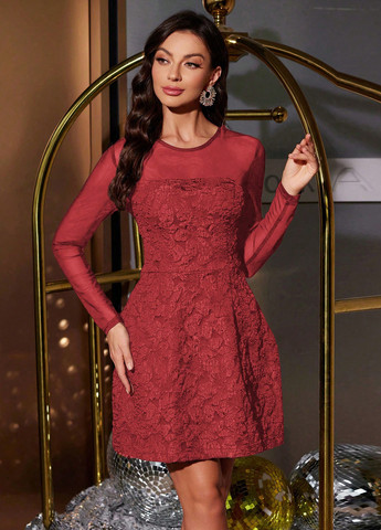 Темно-червона святковий сукня SHEIN однотонна