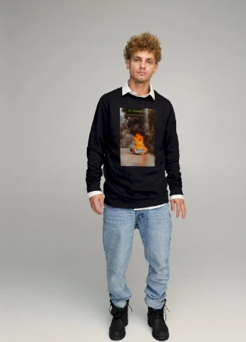 Черный свитшот мужской oversize /no flis/ YAPPI рисунок (251424315)