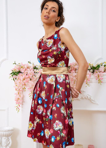 Бордовое кэжуал платье клеш Ager с цветочным принтом