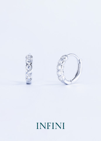 Серьги серебряные Infini кольца с цирконами (251126742)
