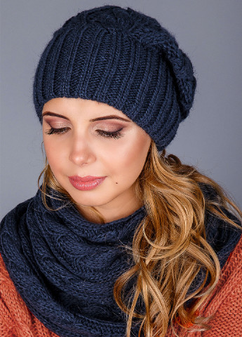 Темно-синий демисезонный комплект (шапка, шарф) Triko Bakh