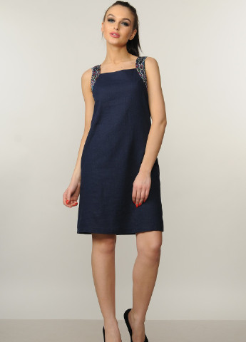 Синее кэжуал платье джафа пл 14.1-14/18 синий Ри Мари однотонное