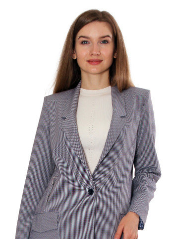 Піджак однобортний у клітинку чорно-білий виробництво Україна Anna Dali (252508968)