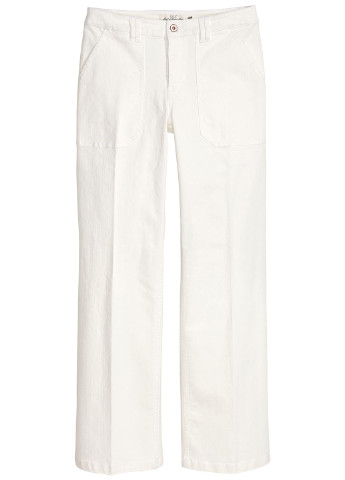 Белые кэжуал демисезонные прямые брюки H&M