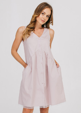 Бледно-розовое кэжуал платье с открытой спиной, клеш Bessa однотонное