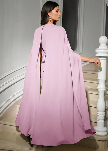 Лиловое вечернее платье силуэтная, платье-кейп SHEIN однотонное