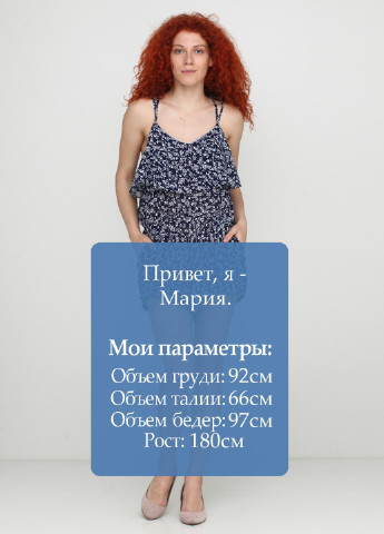 Комбинезон Zhmurchenko Brand комбинезон-шорты цветочный тёмно-синий кэжуал