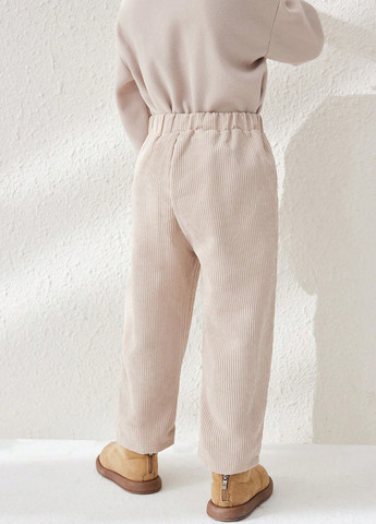 Светло-бежевые кэжуал демисезонные брюки прямые SHEIN