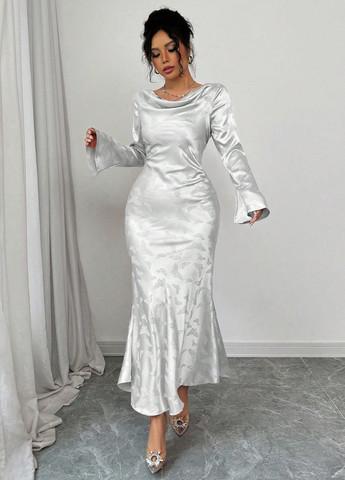 Сріблястий вечірня, кежуал сукня годе SHEIN метелики