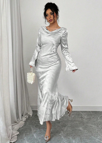 Сріблястий вечірня, кежуал сукня годе SHEIN метелики