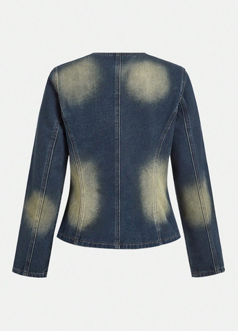 Синяя демисезонная куртка куртка-пиджак SHEIN