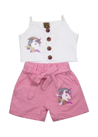 Розовый летний костюм (майка, шорты) Star Kids