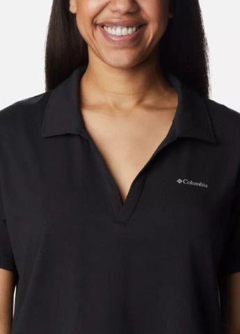 Черная женская футболка-поло Columbia с логотипом