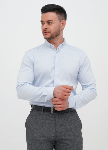 Голубой классическая, кэжуал рубашка однотонная Trend Collection