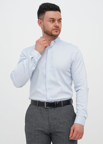 Голубой классическая, кэжуал рубашка однотонная Trend Collection