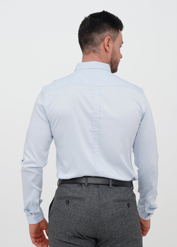 Голубой классическая, кэжуал рубашка однотонная Trend Collection