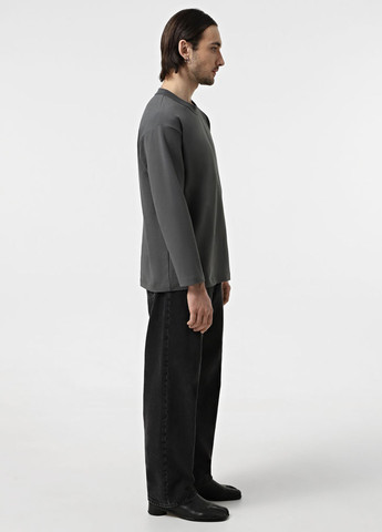 Темно-серый демисезонный кэжуал лонгслив Promin однотонный