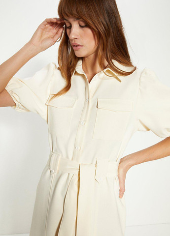 Молочное кэжуал платье рубашка Oasis однотонное