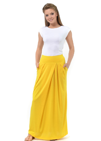 Желтая кэжуал однотонная юбка Lada Lucci а-силуэта (трапеция)