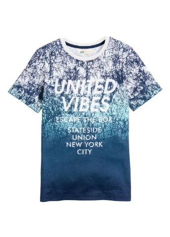 Синя літня футболка з коротким рукавом H&M