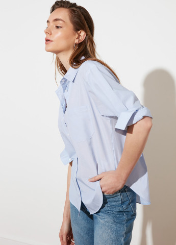 Светло-розовая кэжуал рубашка однотонная Trendyol