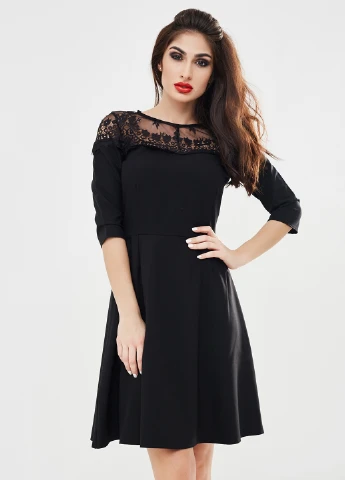 Чорна коктейльна сукня кльош New Style однотонна