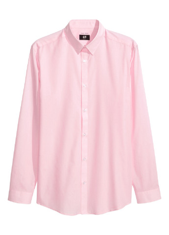 Сорочка H&M однотонна рожева ділова поліестер