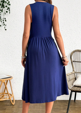 Темно-синее кэжуал платье для беременных и кормящих SHEIN однотонное