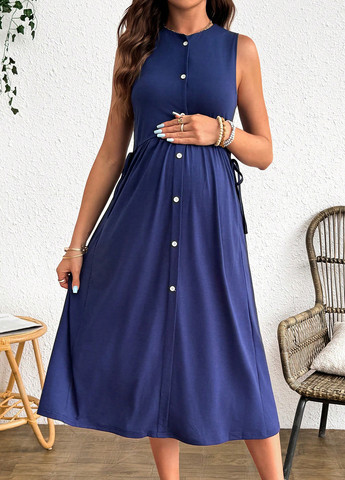 Темно-синее кэжуал платье для беременных и кормящих SHEIN однотонное