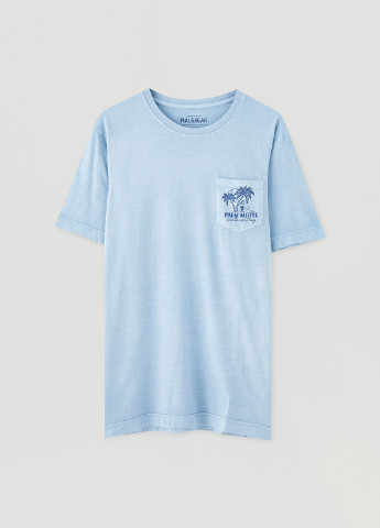 Блакитна футболка Pull & Bear