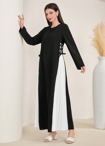 Чорно-білий кежуал сукня а-силует SHEIN однотонна