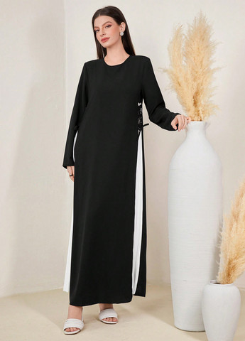 Чорно-білий кежуал сукня а-силует SHEIN однотонна