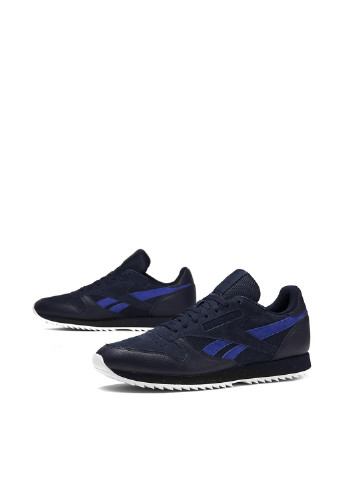 Темно-синие демисезонные кроссовки Reebok Classic Leather Ripple SM