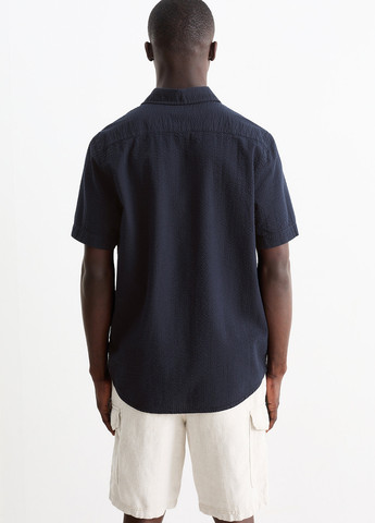 Темно-синяя кэжуал рубашка однотонная C&A