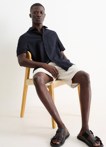 Темно-синяя кэжуал рубашка однотонная C&A