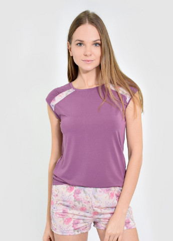 Лілова всесезон жіноча піжама на літо футболка + шорти NEL