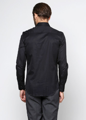 Черная кэжуал рубашка однотонная Emporio Armani