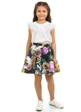Темно-синяя кэжуал цветочной расцветки юбка Kids Couture со средней талией