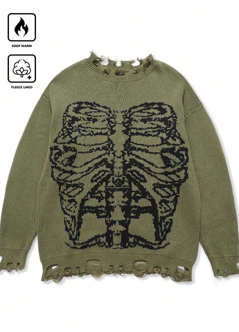 Оливковий (хакі) демісезонний светр джемпер SHEIN