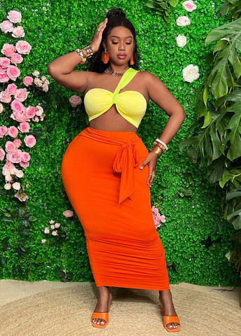 Комбінований літній комплект (топ, спідниця) SHEIN