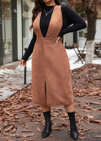 Світло-коричнева святковий, кежуал сукня а-силует, з відкритою спиною SHEIN однотонна