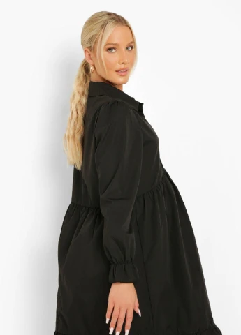 Черное кэжуал платье Boohoo однотонное