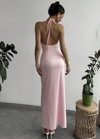 Світло-рожева кежуал сукня з відкритою спиною SHEIN однотонна