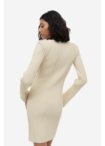 Кремовое кэжуал платье платье-свитер H&M однотонное