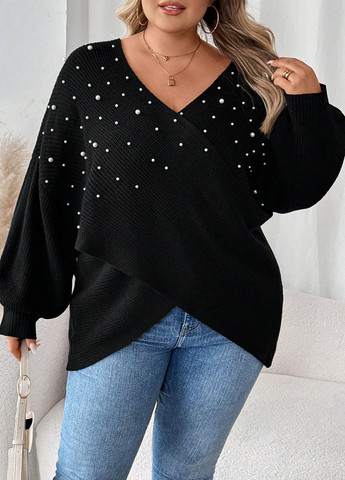 Черный демисезонный пуловер пуловер SHEIN