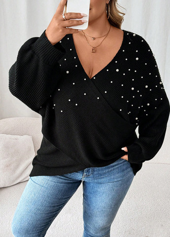 Черный демисезонный пуловер пуловер SHEIN